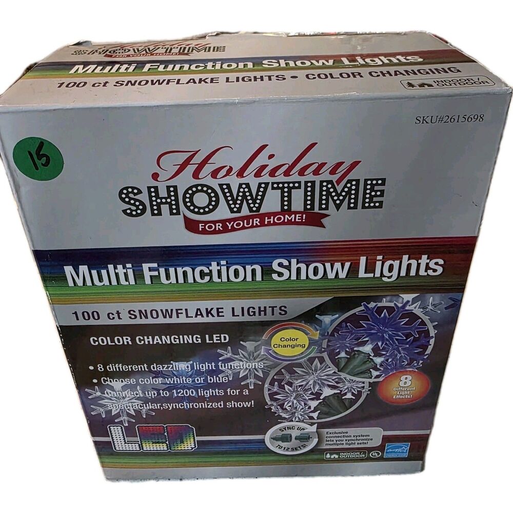 Brand New 100 LED Christmas SNOWFLAKE 25ft String Lights Plug-in 8settings NiB